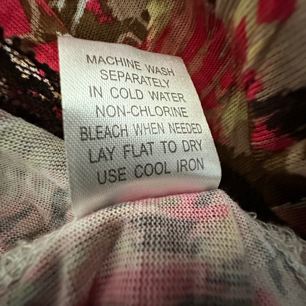 VTG Boho Festival Top L Brown Pink Abstract Lace Trim Camisole Earthy Y2K Indie - Picture 14 of 15
